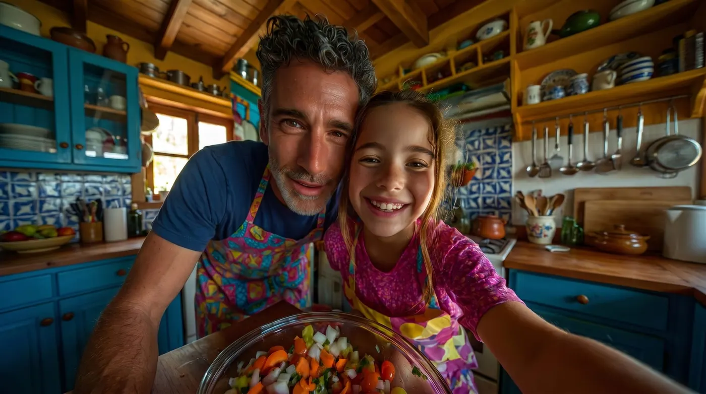 Family cooking together