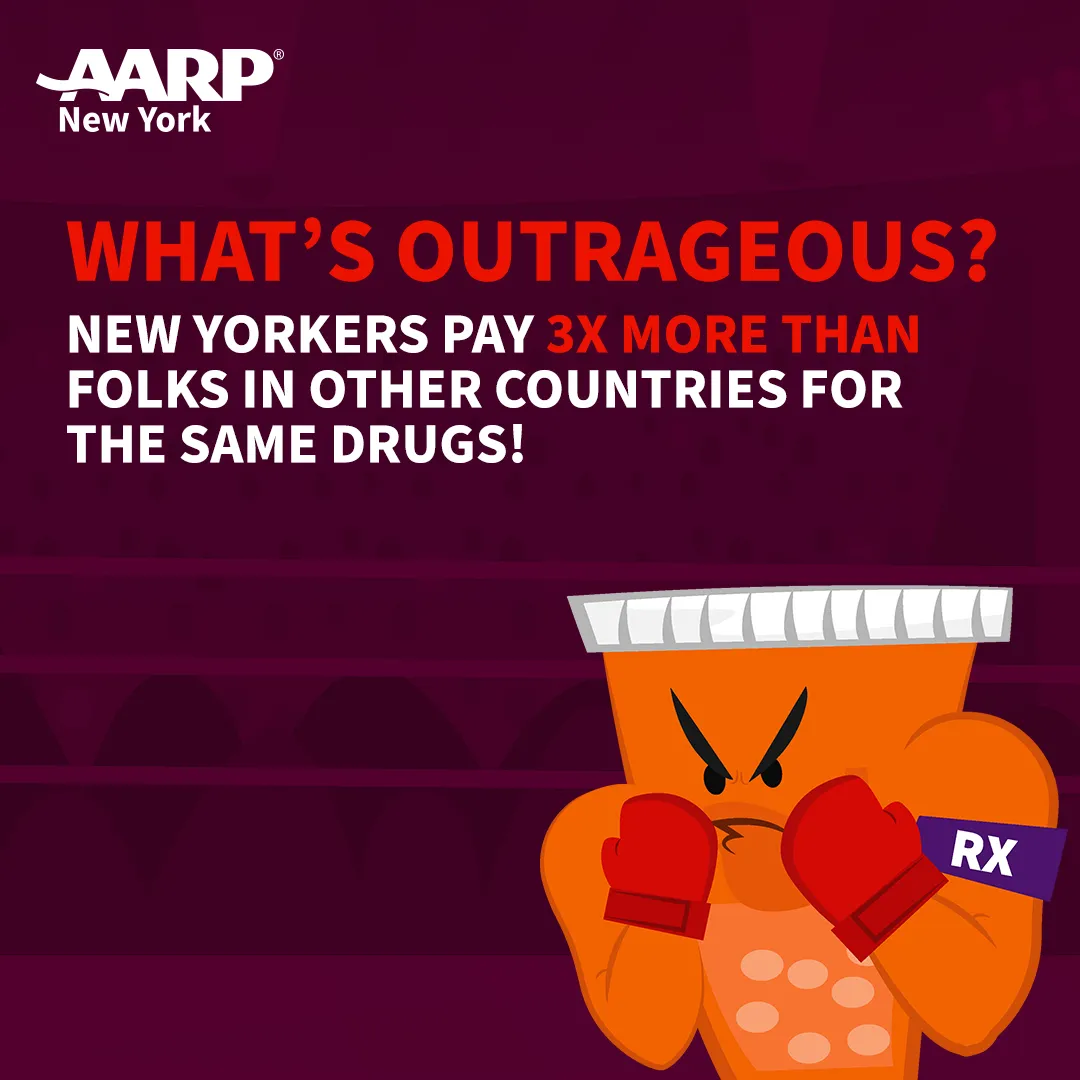 AARP NEW YORK. RX DRUG PRICES campaign hero